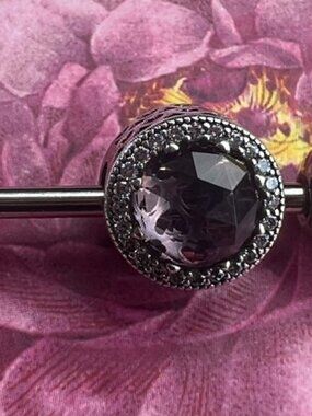 Authentic Pandora Radiant Hearts Charm with Blush Pink Crystal Charm #791725NBP